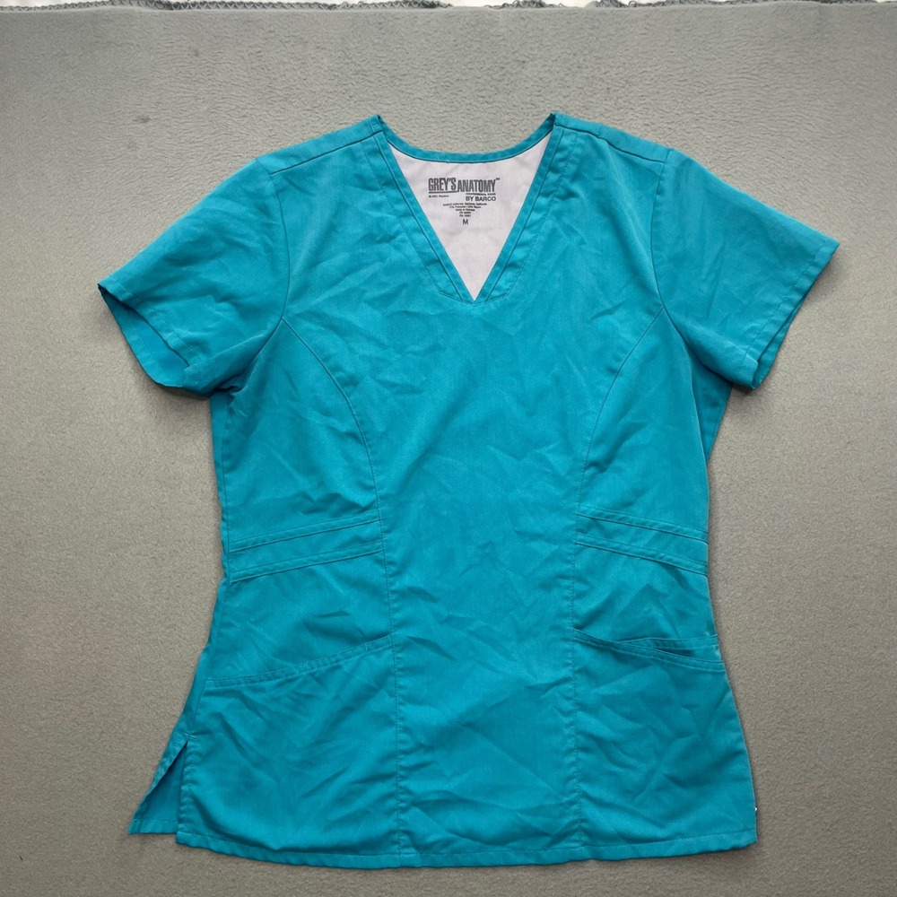 Greys Anatomy Women Scrub Top Polyester Rayon Teal Size M Medical Professional